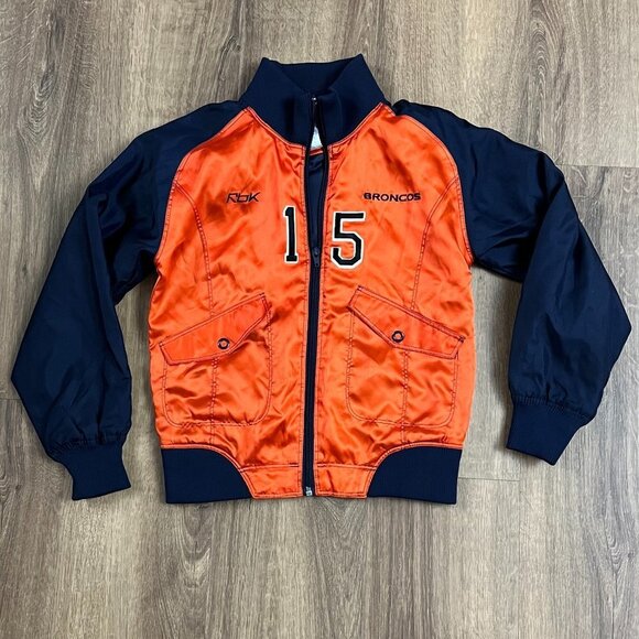 Reebok NFL Denver Broncos Satin Embroidered Football Jacket Sz M 10-12 - Picture 2 of 9
